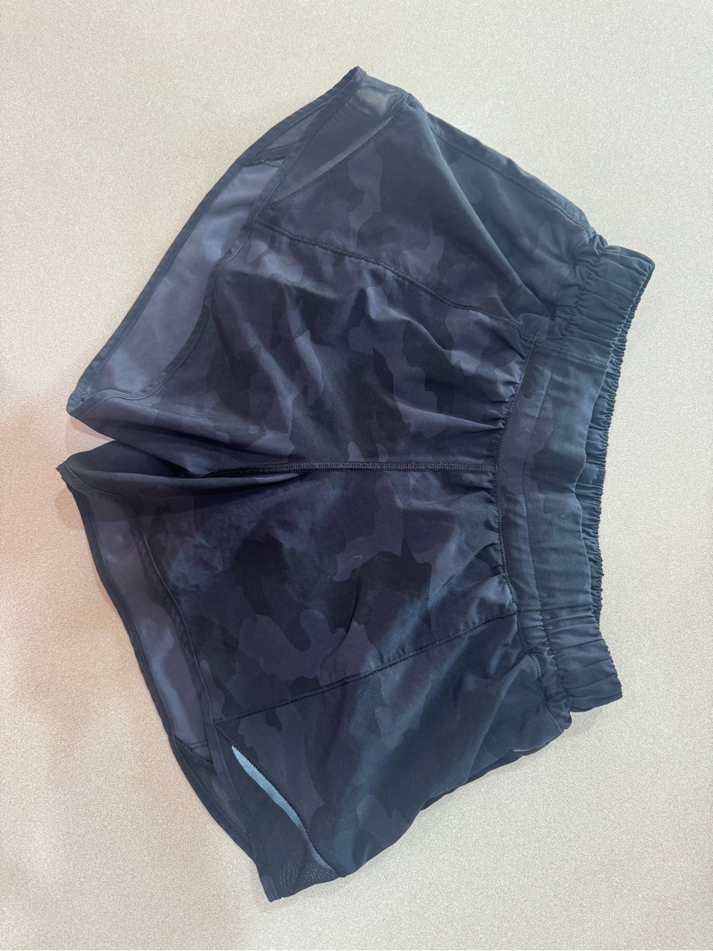 Lululemon Black/Grey Camouflage Hotty Hot Lined Shorts 4”
